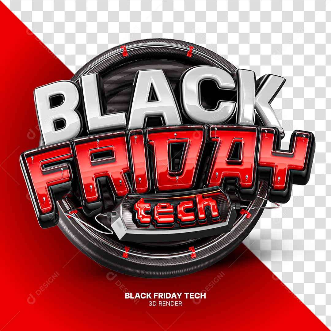 Black Friday Tech Vermelho com Brilho Realista em Estilo Moderno PSD