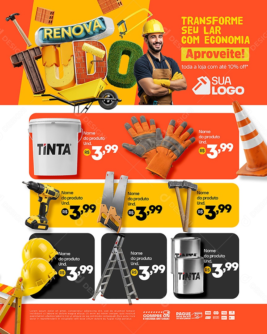 Renova Tudo Banner Encarte PSD Editável