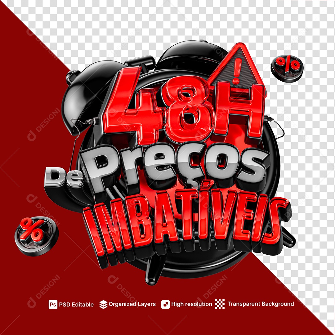 Selo 3D 48 Horas de Preços Imbatíveis PSD