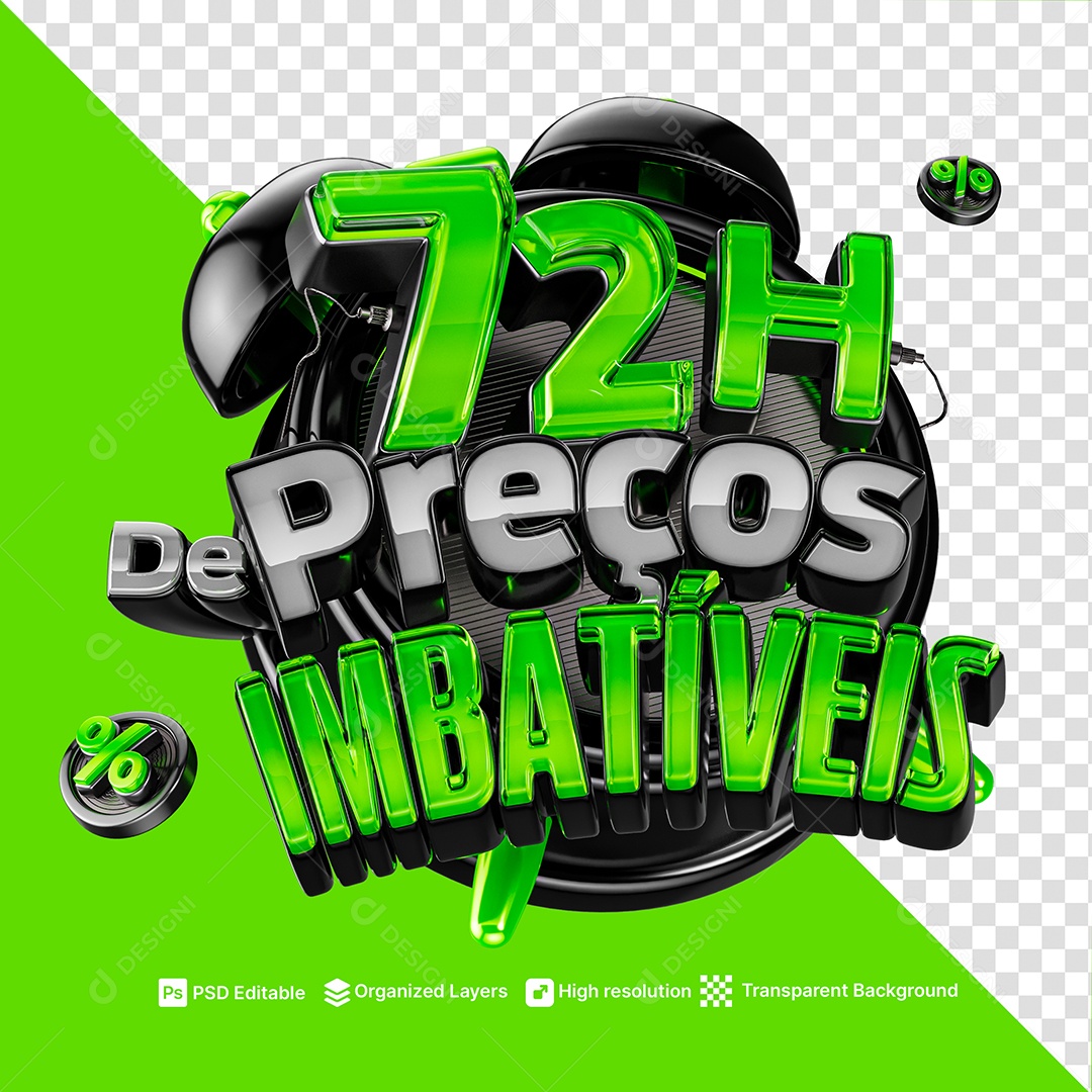 Selo 3D 72 Horas de Preços Imbatíveis PSD