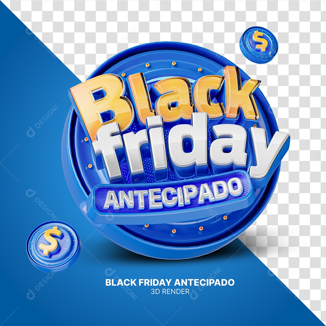 Selo 3D Black Friday Antecipada Para Composição PSD