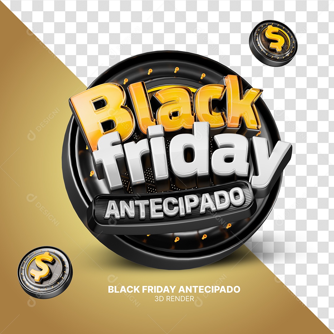 Selo 3D Black Friday Antecipada Para Composição PSD