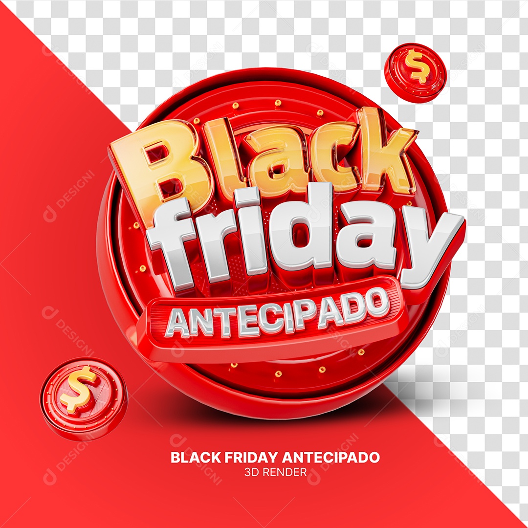 Selo 3D Black Friday Antecipada Para Composição PSD