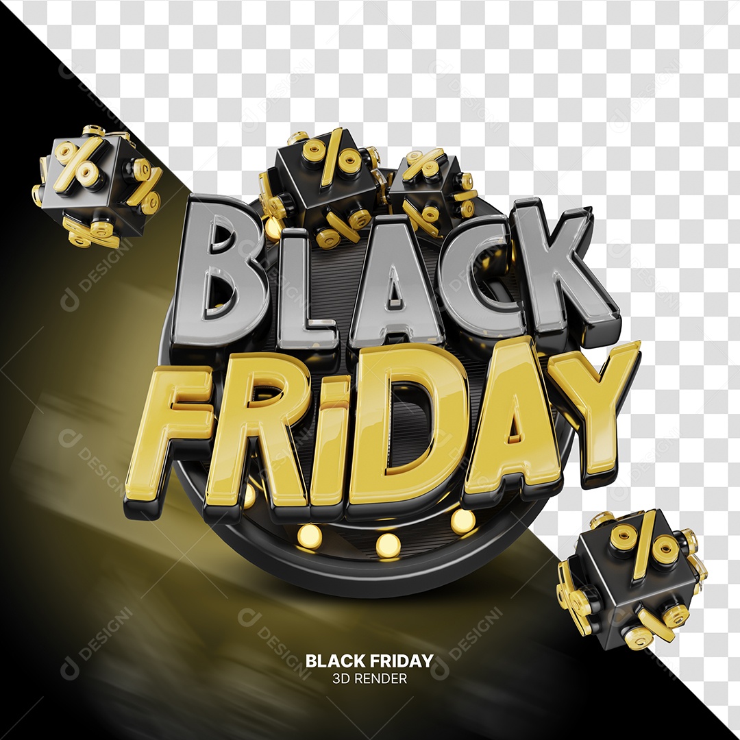 Selo 3D Black Friday Para Composição PSD