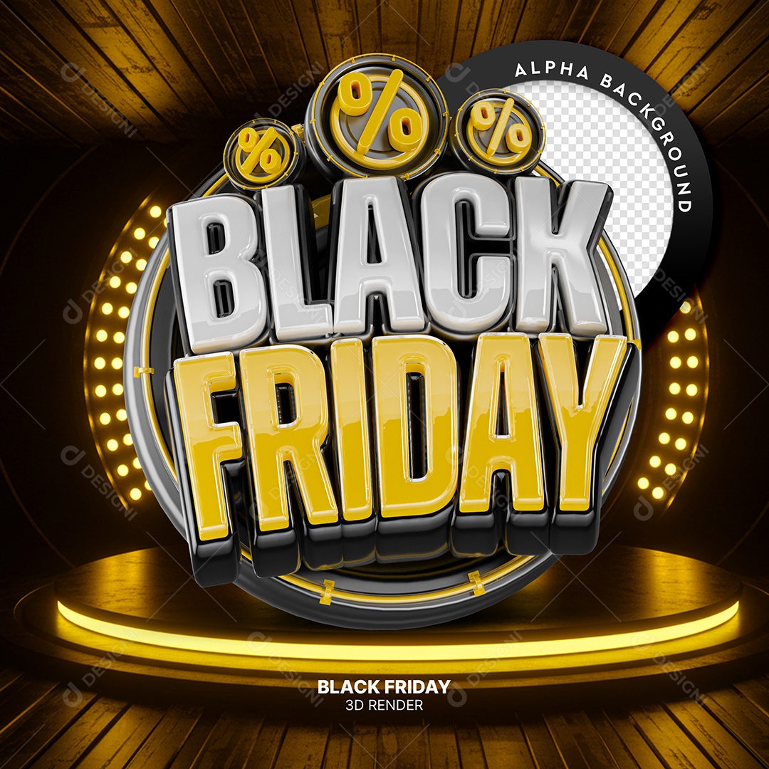 Selo 3D Black Friday Para Composição PSD