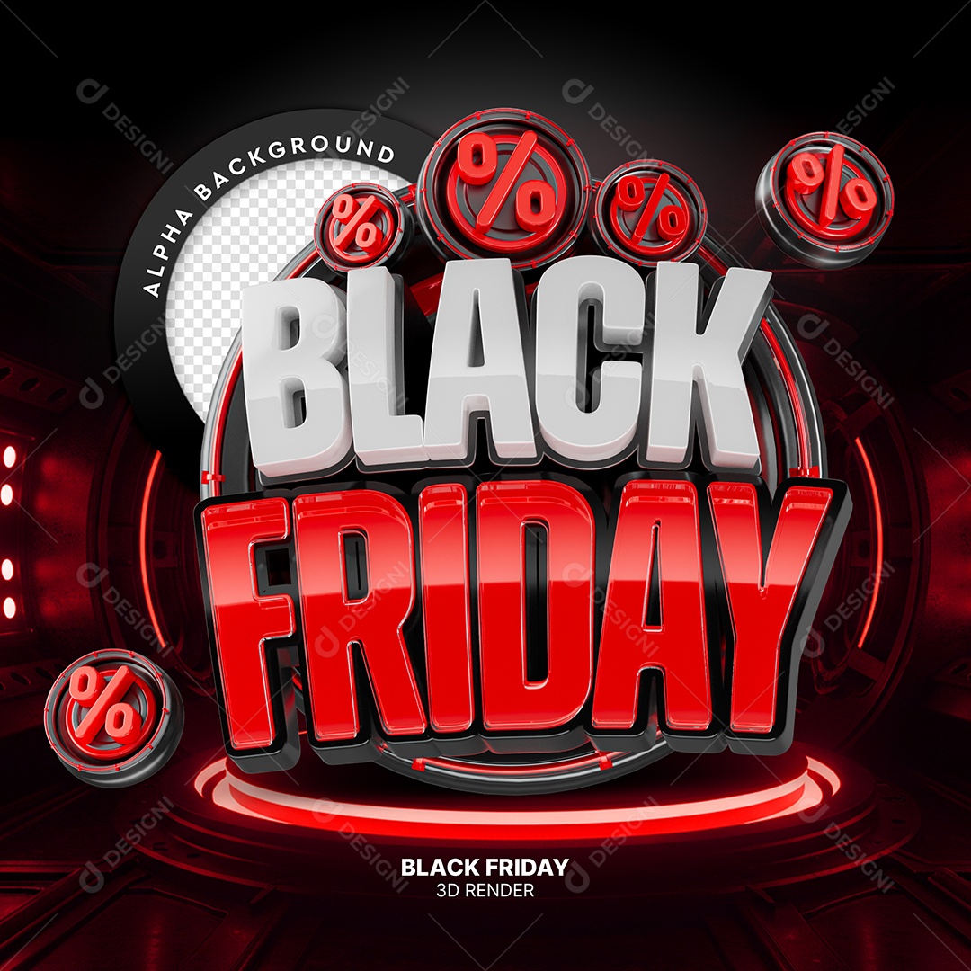Selo 3D Black Friday Para Composição PSD