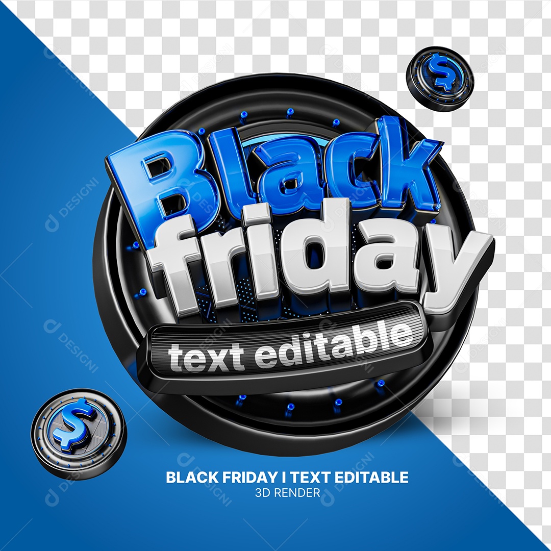 Selo 3D Black Friday Texto Editável Composição PSD