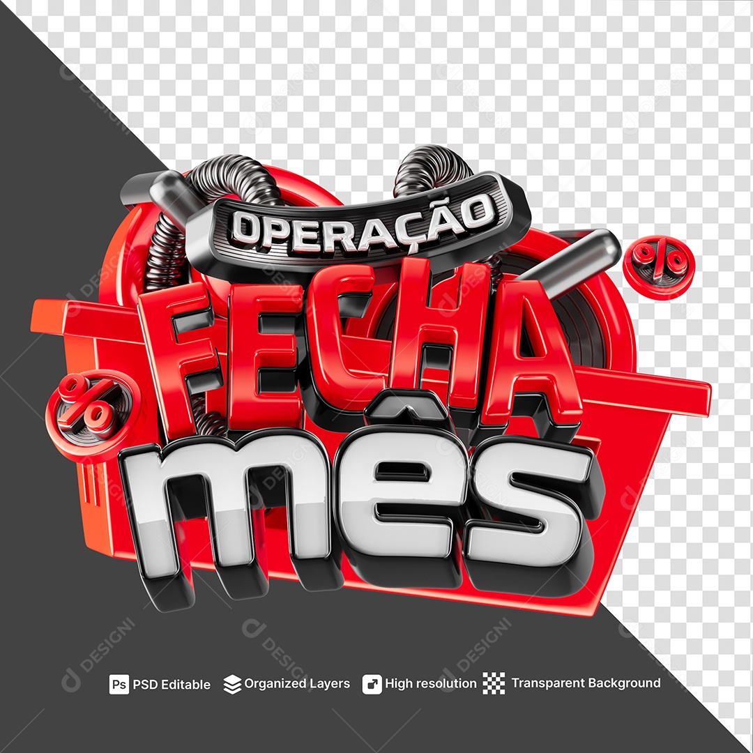 Selo 3D Operação Fecha Mês Para Composição PSD