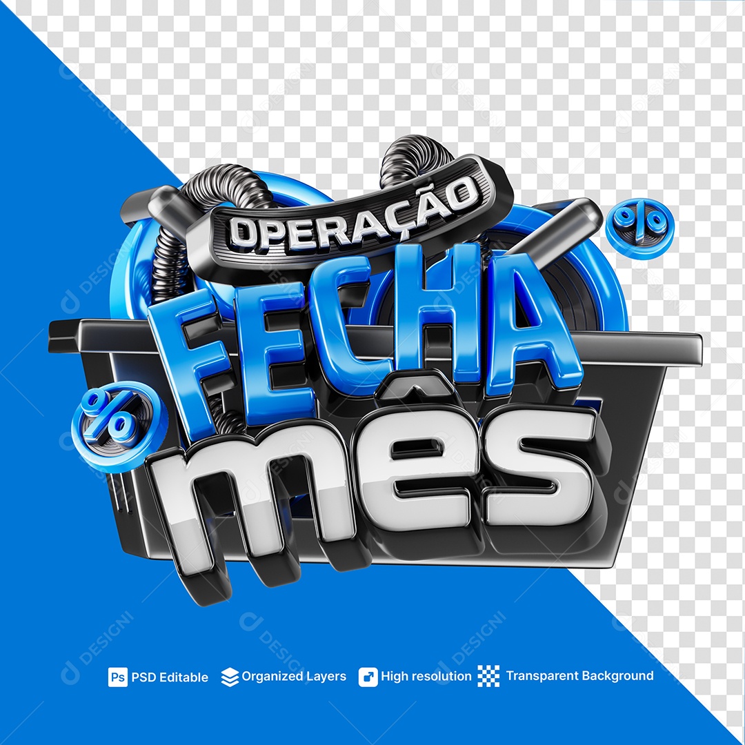 Selo 3D Operação Fecha Mês Para Composição PSD