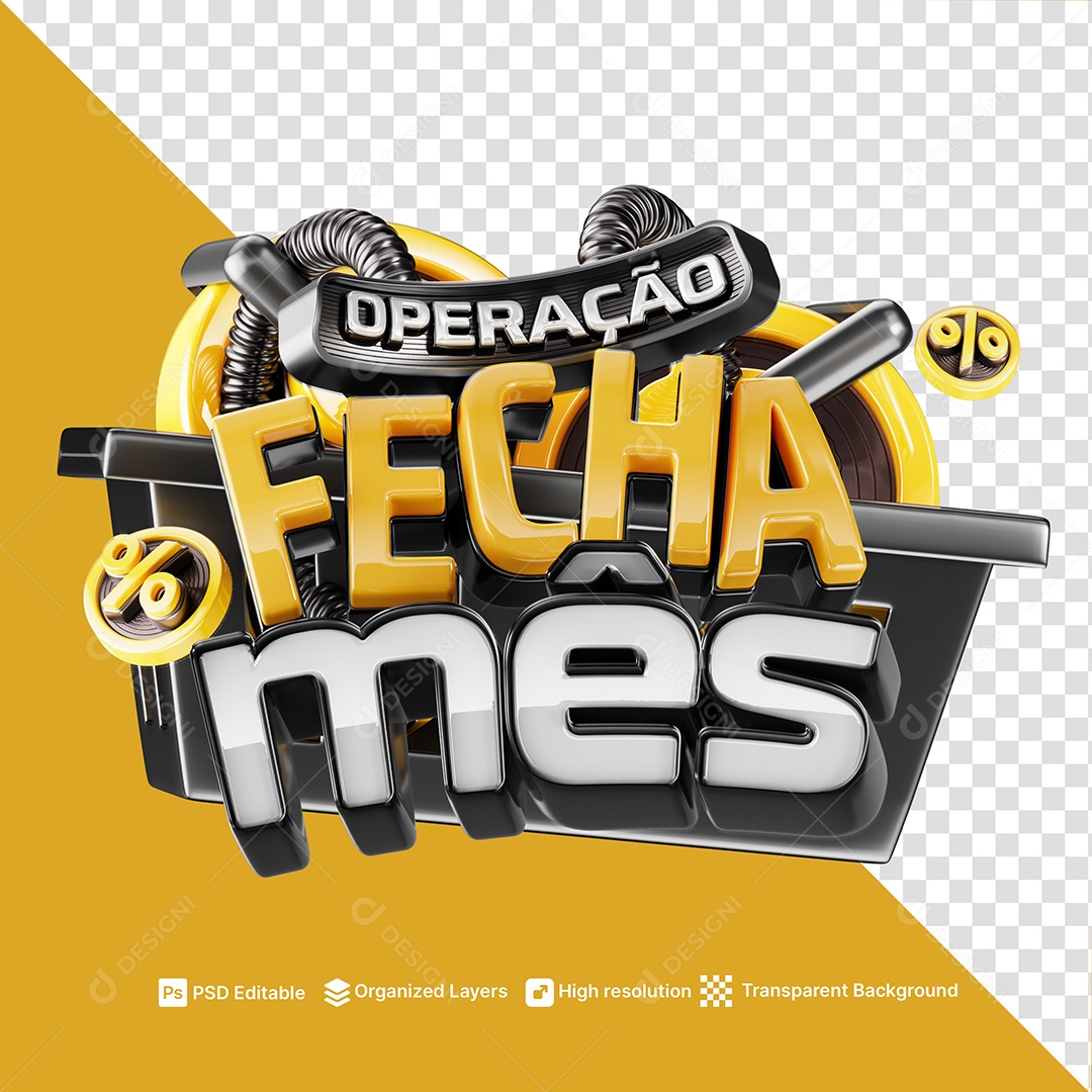 Selo 3D Operação Fecha Mês Para Composição PSD