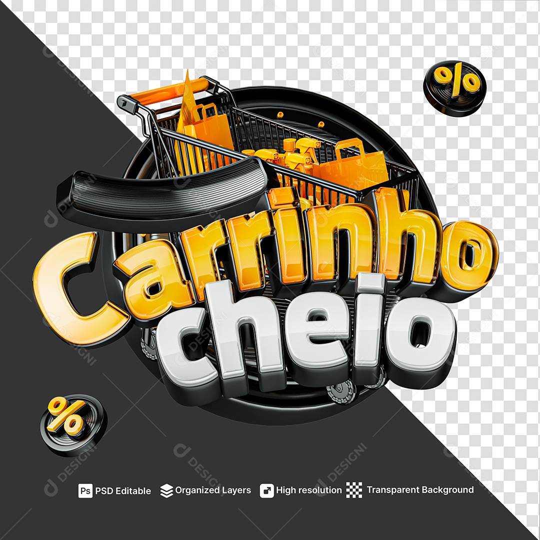 Selo 3D Semana do Carrinho Cheio PSD