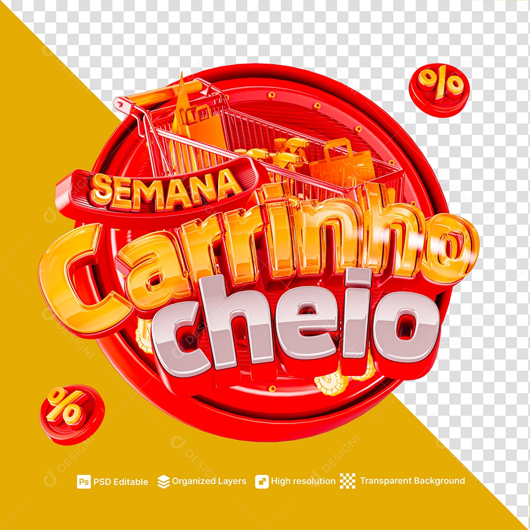 Selo 3D Semana do Carrinho Cheio PSD