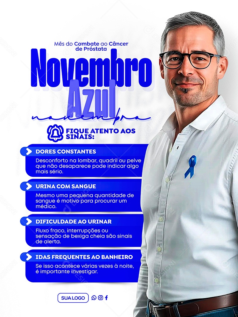 Novembro Azul Mês de Combate ao Câncer de Próstata Social Media PSD Editável