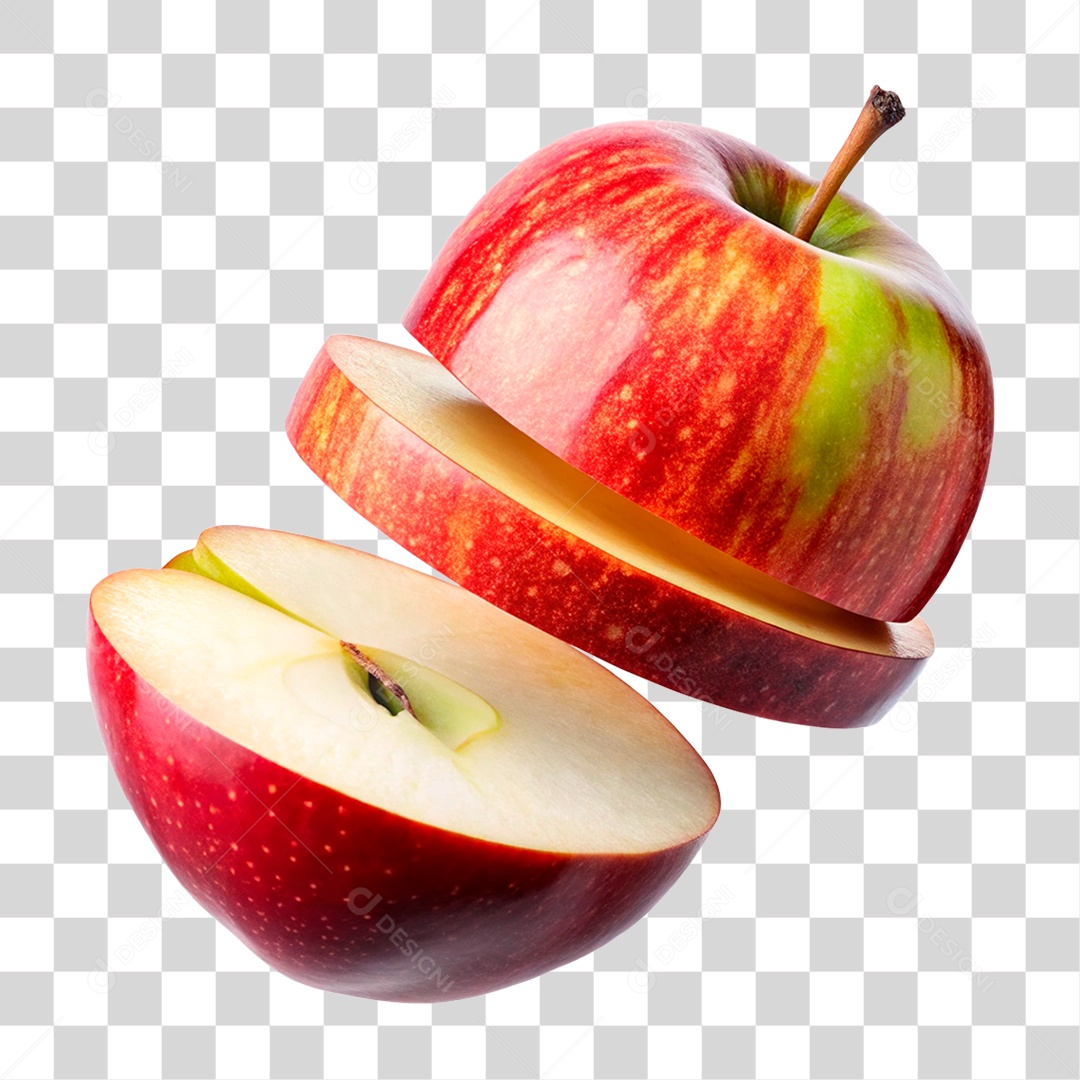Maçã Fatiada PNG Transparente