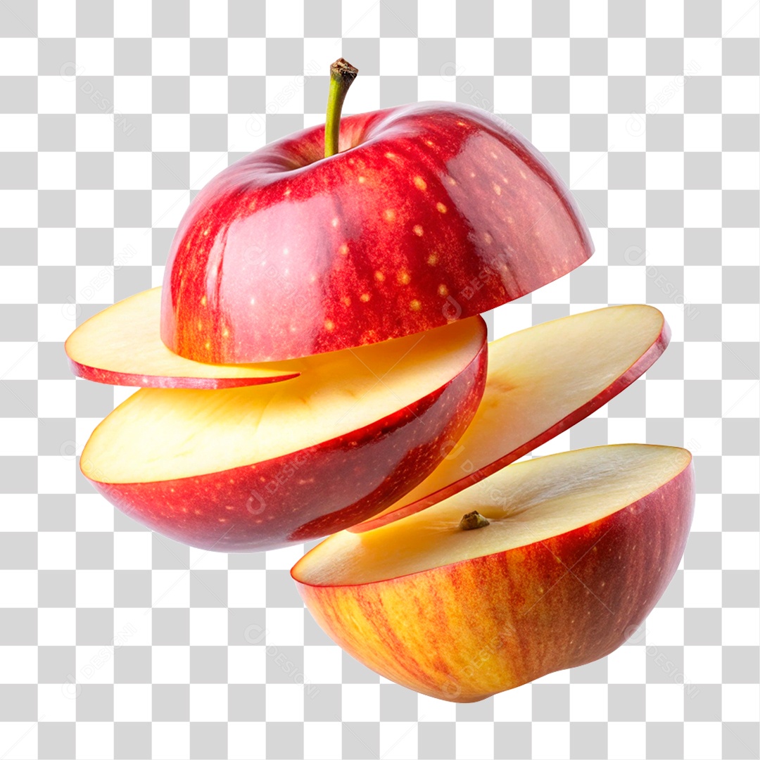 Maçã Fatiada PNG Transparente