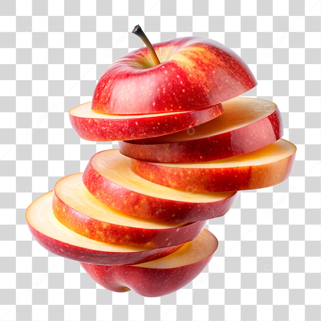 Maçã Fatiada PNG Transparente