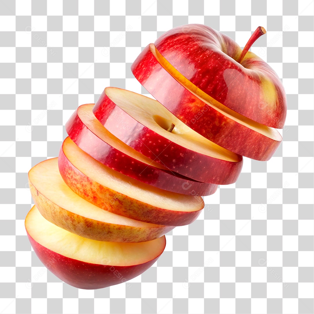Maçã Fatiada PNG Transparente