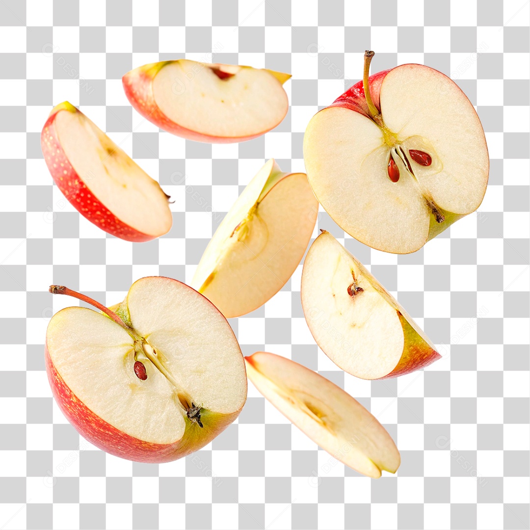 Maçã Fatiada PNG Transparente