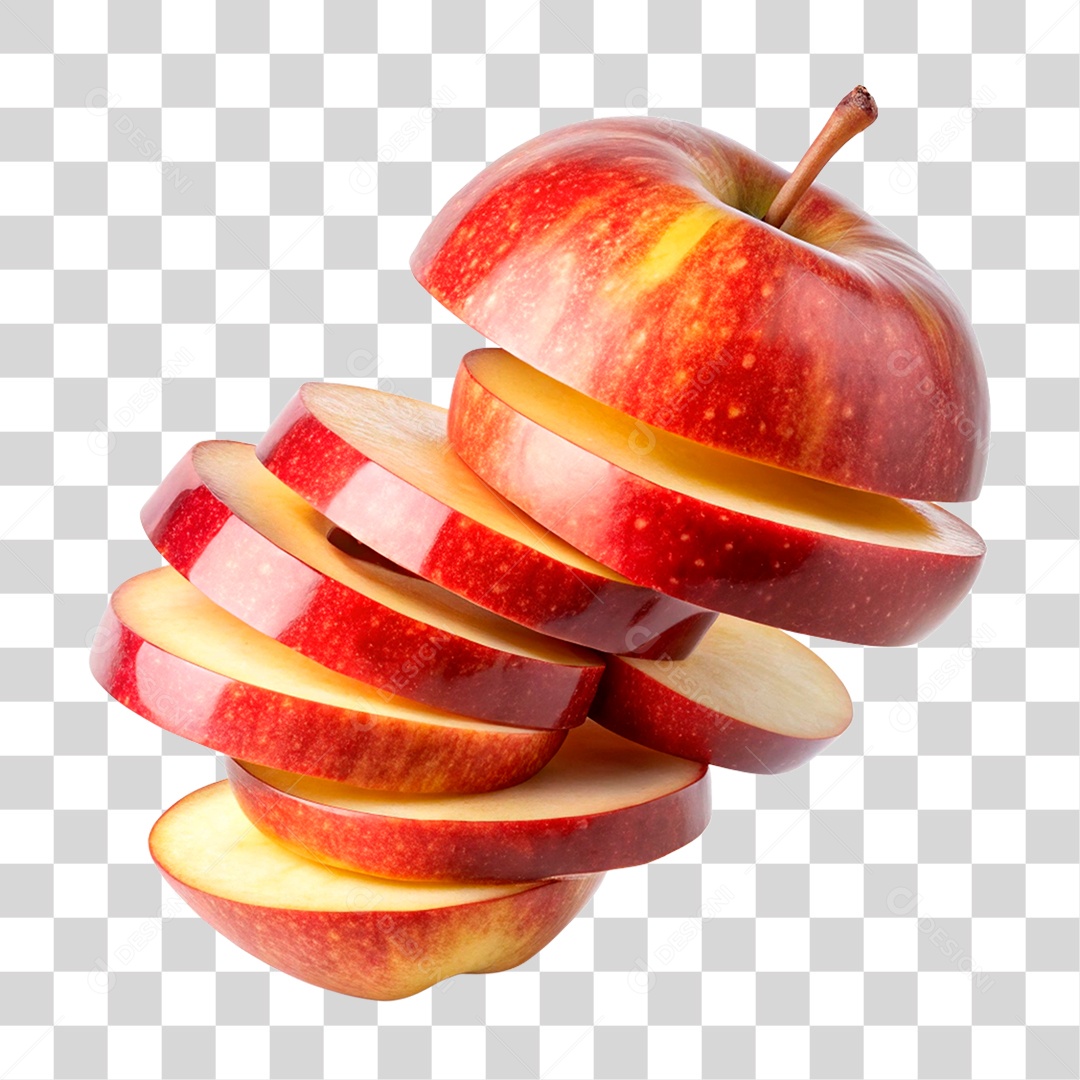 Maçã Fatiada PNG Transparente