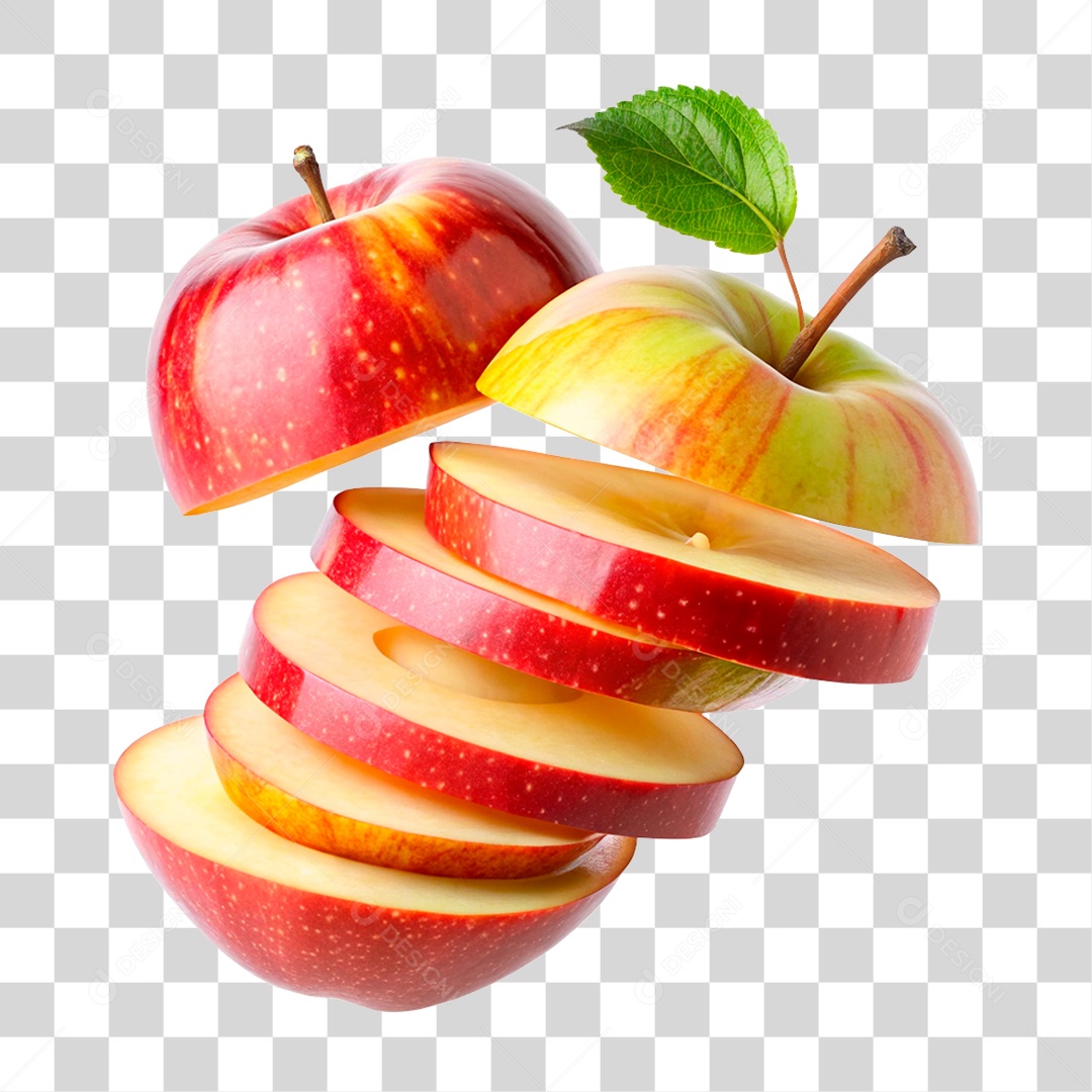 Maçã Fatiada PNG Transparente