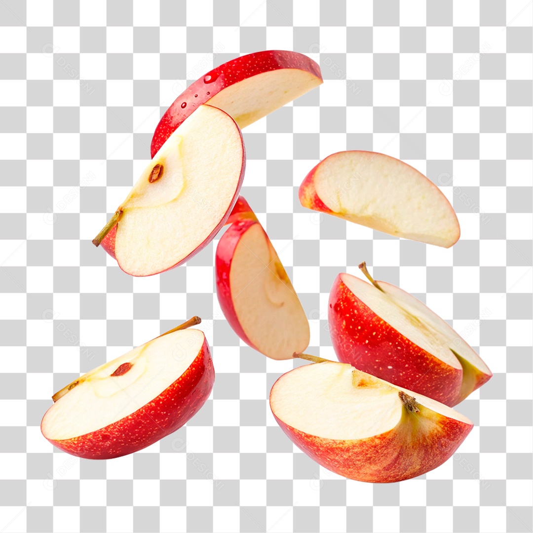 Maçã Fatiada PNG Transparente