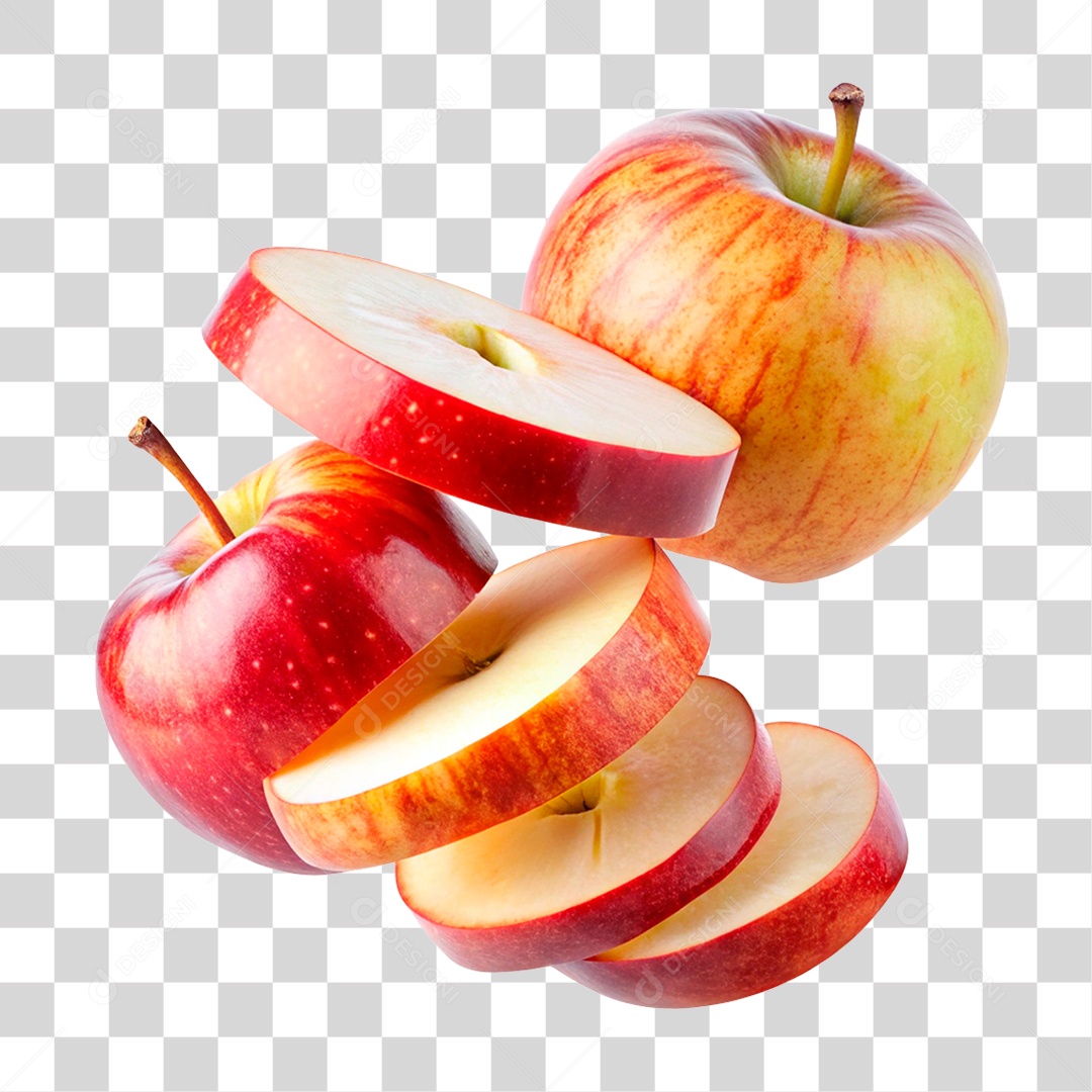Maçã Fatiada PNG Transparente