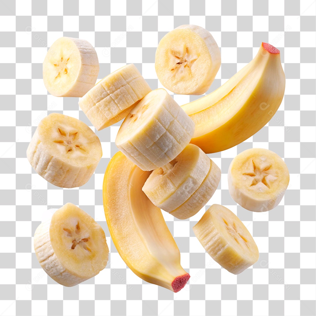 Banana Fatiada PNG Transparente