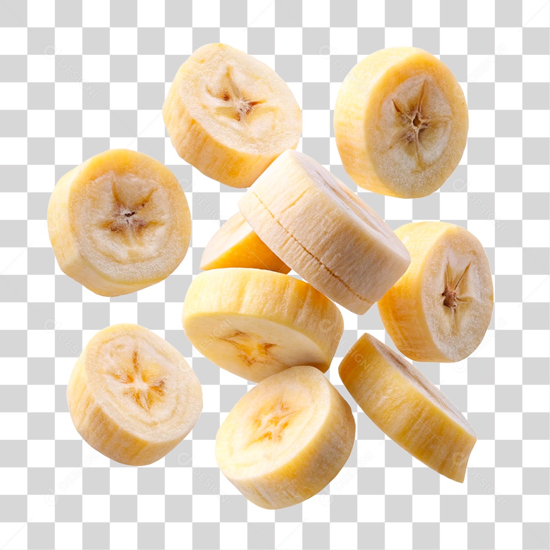 Banana Fatiada PNG Transparente