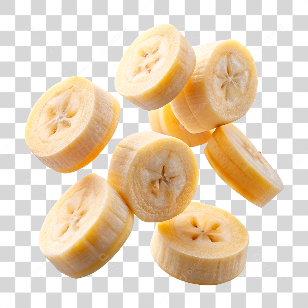 Banana Fatiada PNG Transparente