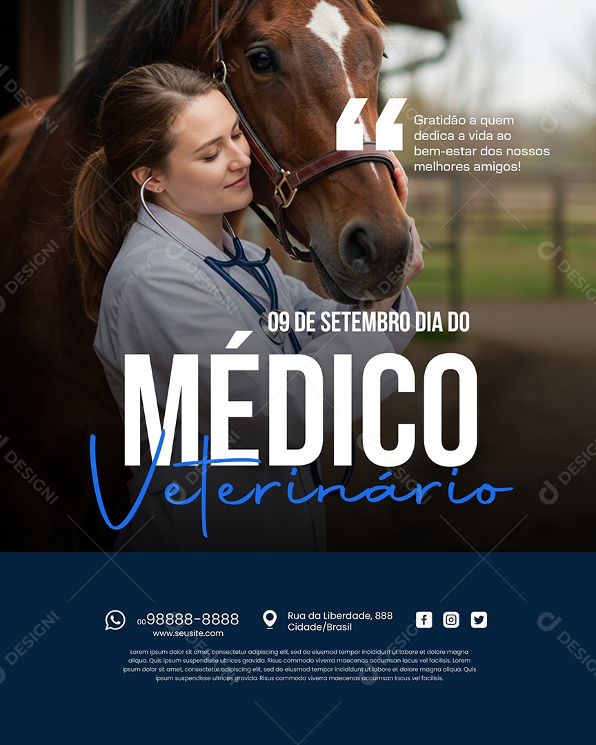 9 de Setembro Dia do Médico Veterinário Graditão a quem Dedica a Vida ao Bem-estar dos Nossos Social Media PSD Editável