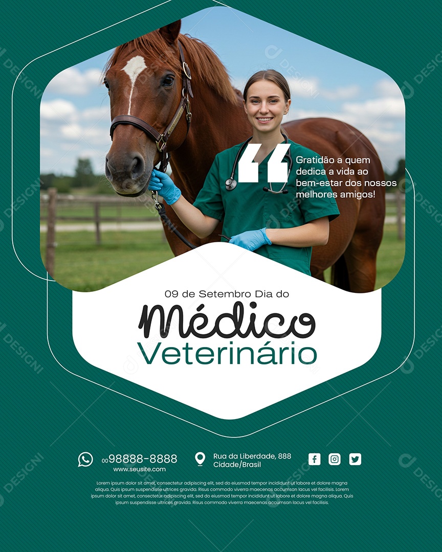 9 de Setembro Dia do Médico Veterinário Graditão a quem Dedica a Vida ao Bem-estar Social Media PSD Editável