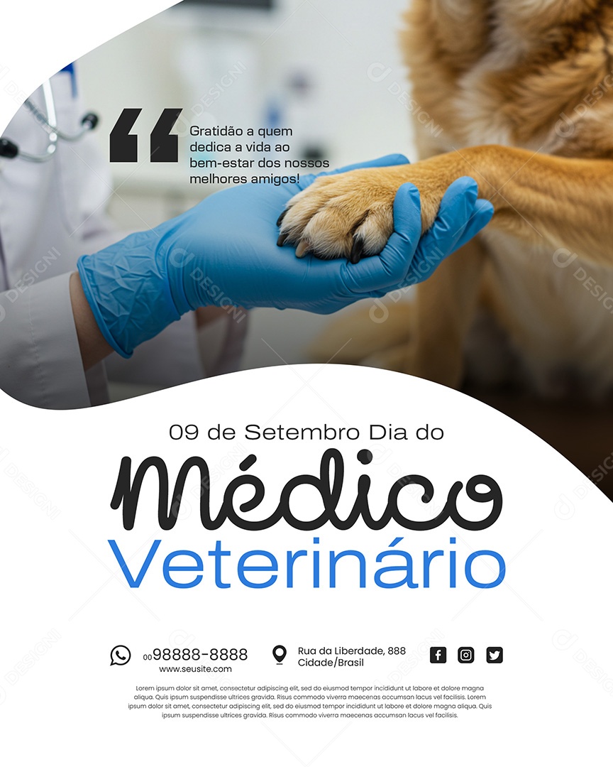 9 de Setembro Dia do Médico Veterinário Graditão a quem Dedica a Vida Social Media PSD Editável