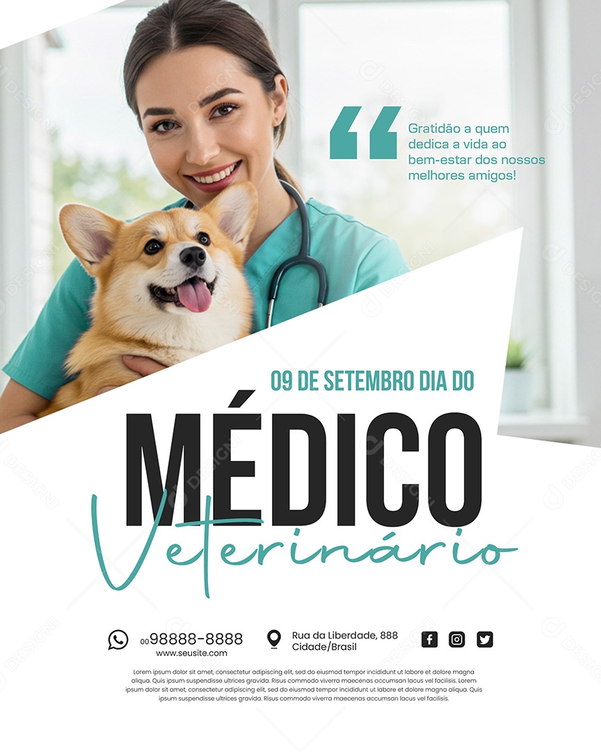 9 de Setembro Dia do Médico Veterinário Gratidão Social Media PSD Editável