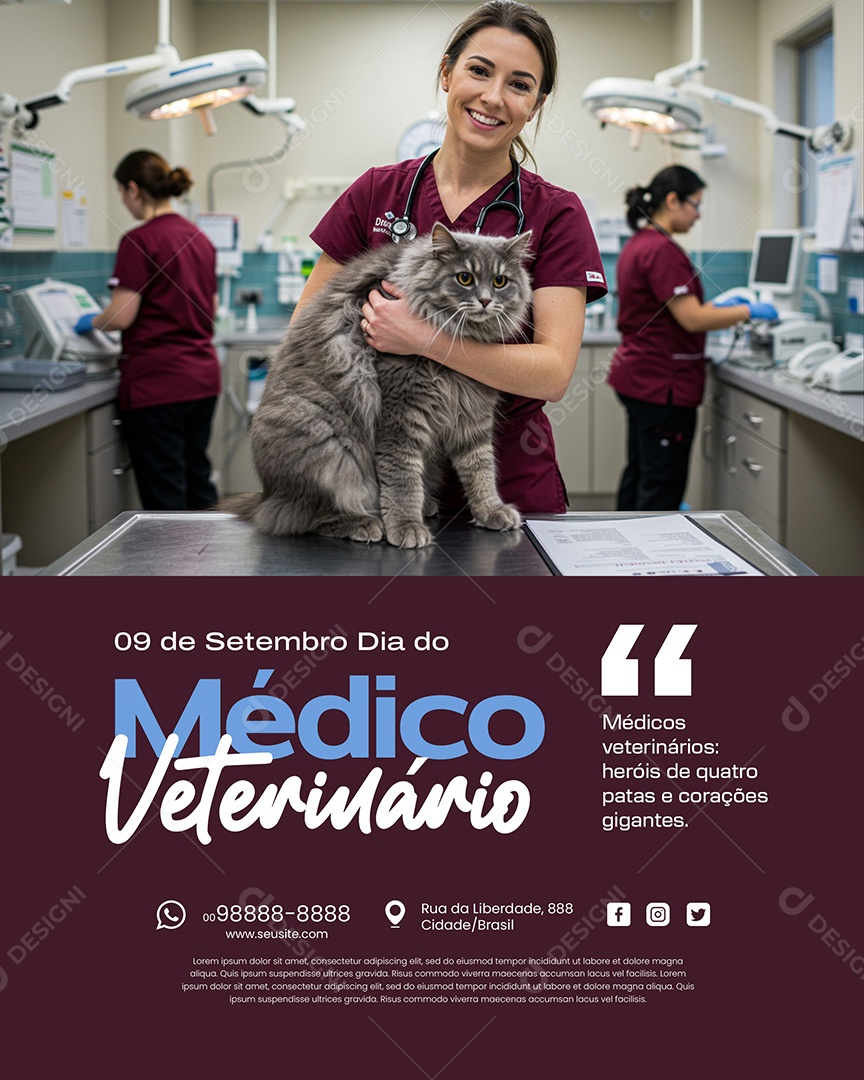 9 de Setembro Dia do Médico Veterinário Herois de Qautro Patas e Corações Social Media PSD Editável