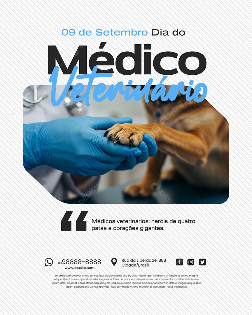9 de Setembro Dia do Médico Veterinário Herois de Qautro Patas Social Media PSD Editável