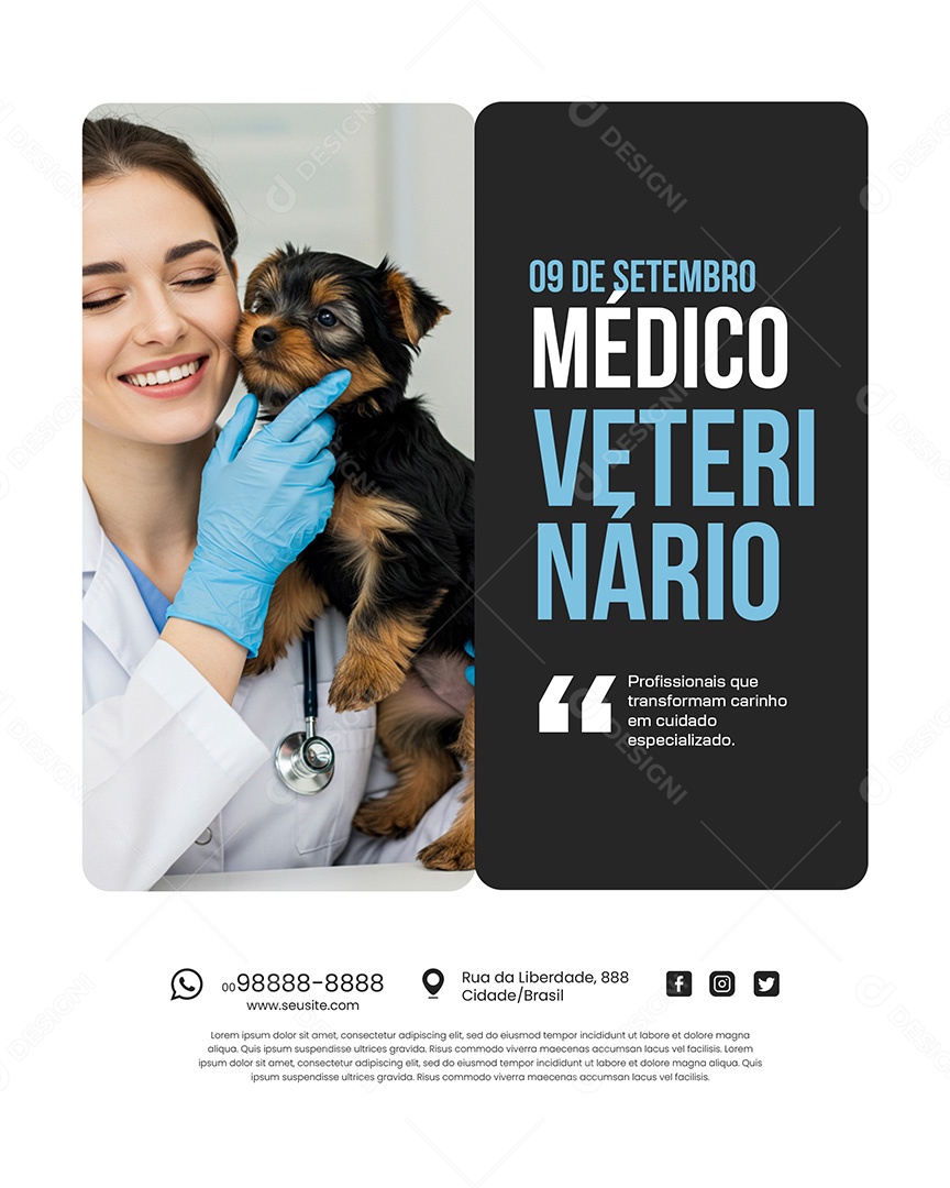 9 de Setembro Dia do Médico Veterinário Profissionais que Transforman Social Media PSD Editável