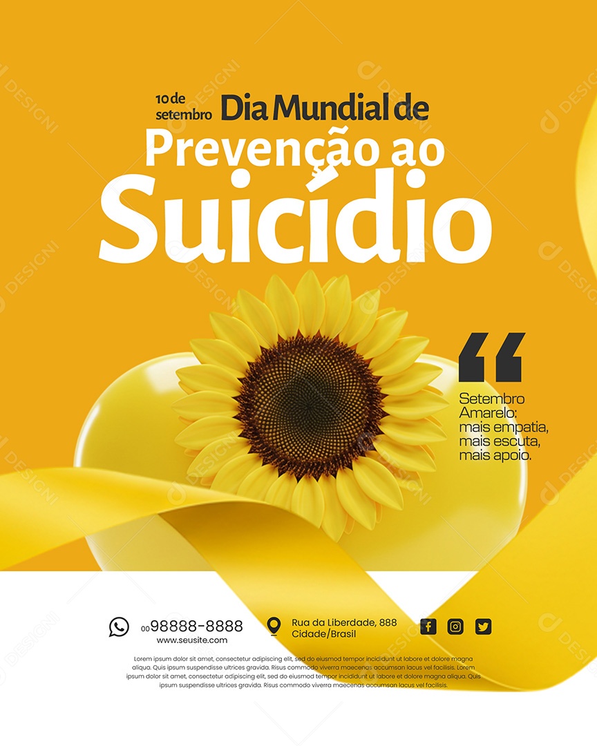 10 de Setembro Dia Mundial de Prevenção ao Suicidio Mais Empatia Social Media PSD Editável (2)