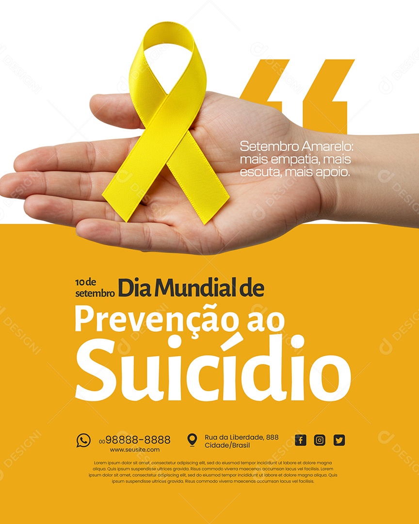 10 de Setembro Dia Mundial de Prevenção ao Suicidio Mais Empatia Social Media PSD Editável