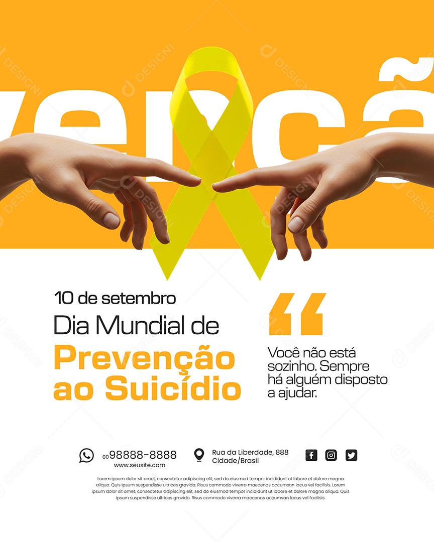 10 de Setembro Dia Mundial de Prevenção ao Suicidio Sempre há Alguem Disposto Social Media PSD Editável