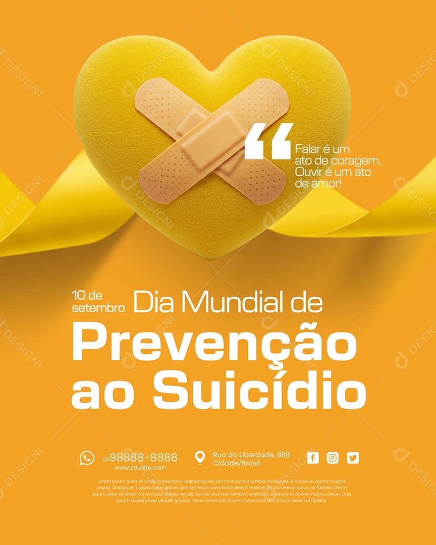 10 de Setembro Dia Mundial de Prevenção ao Suicidio Social Media PSD Editável