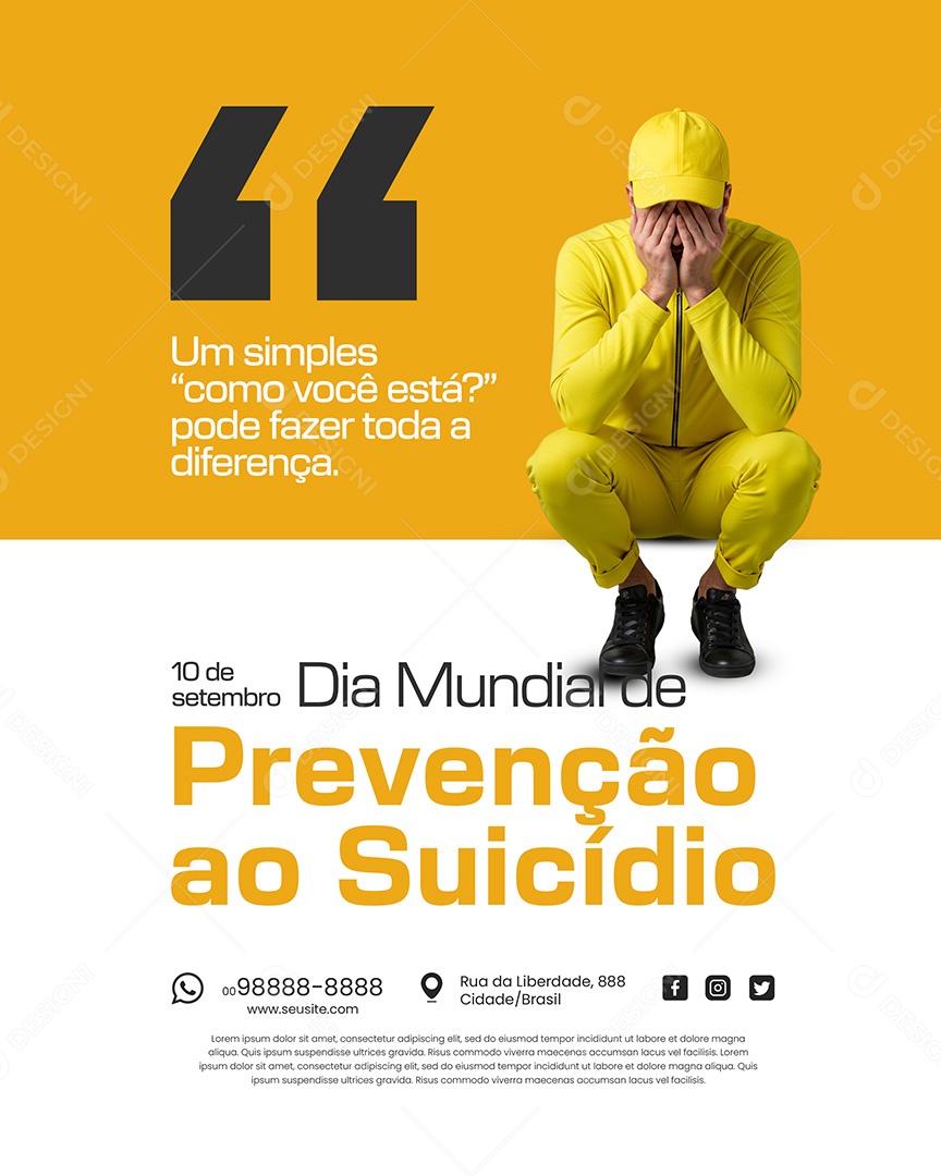 10 de Setembro Dia Mundial de Prevenção ao Suicidio um Simples Social Media PSD Editável