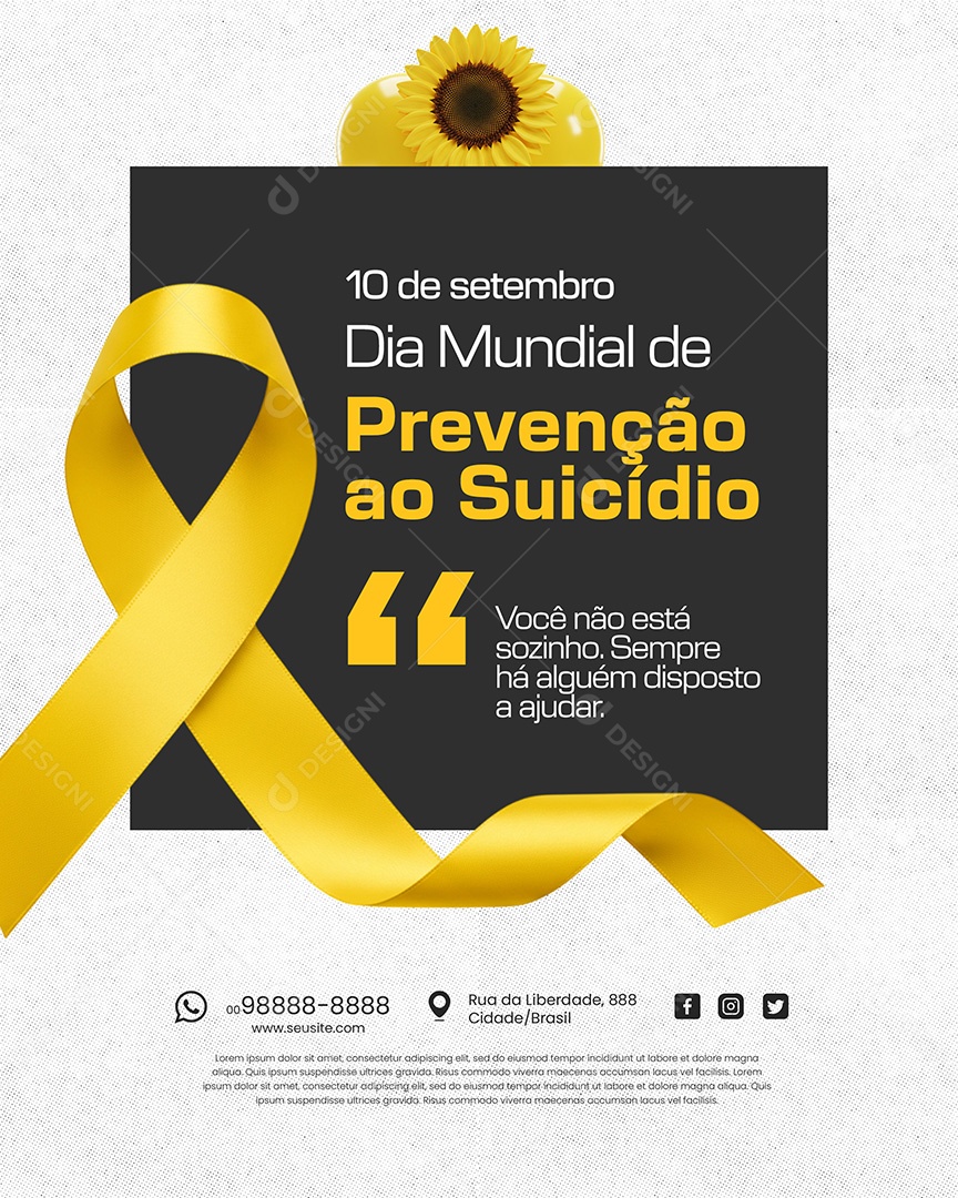 10 de Setembro Dia Mundial de Prevenção ao Suicidio Você não Está Sozinho Social Media PSD Editável (2)