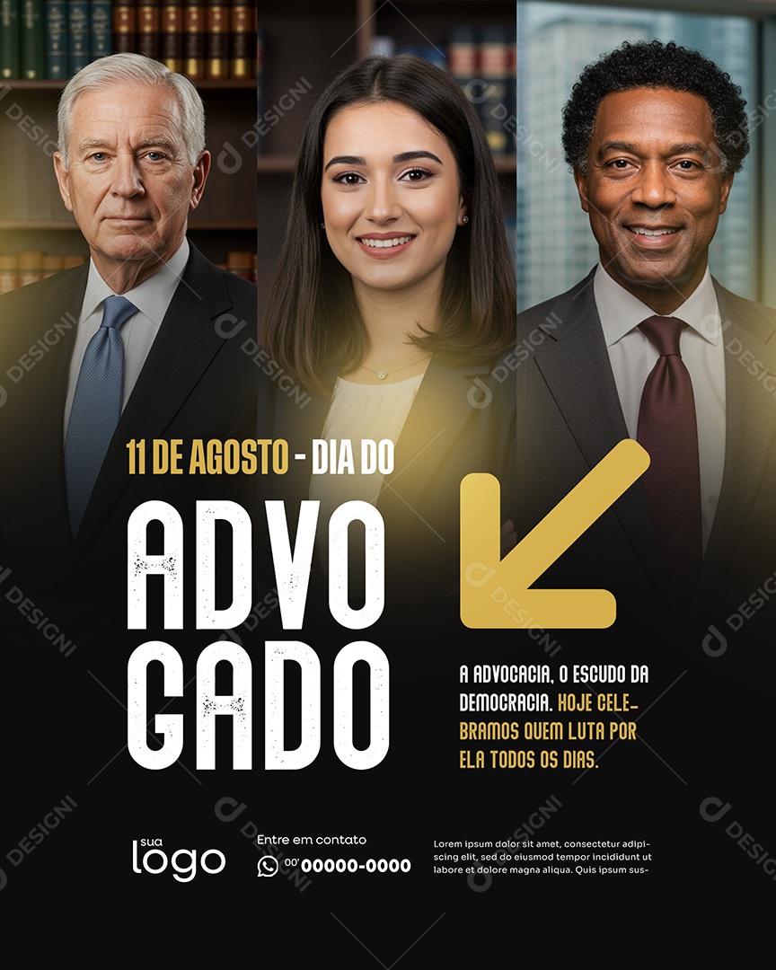 11 de Agosto Dia do Advogado hoje Social Media PSD Editável