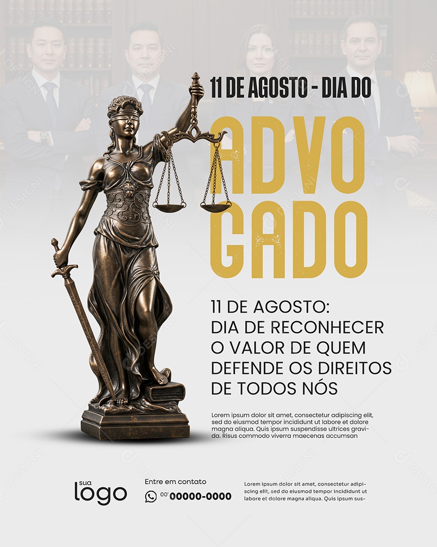 11 de Agosto Dia do Advogado Reconhecer o Valor Social Media PSD Editável