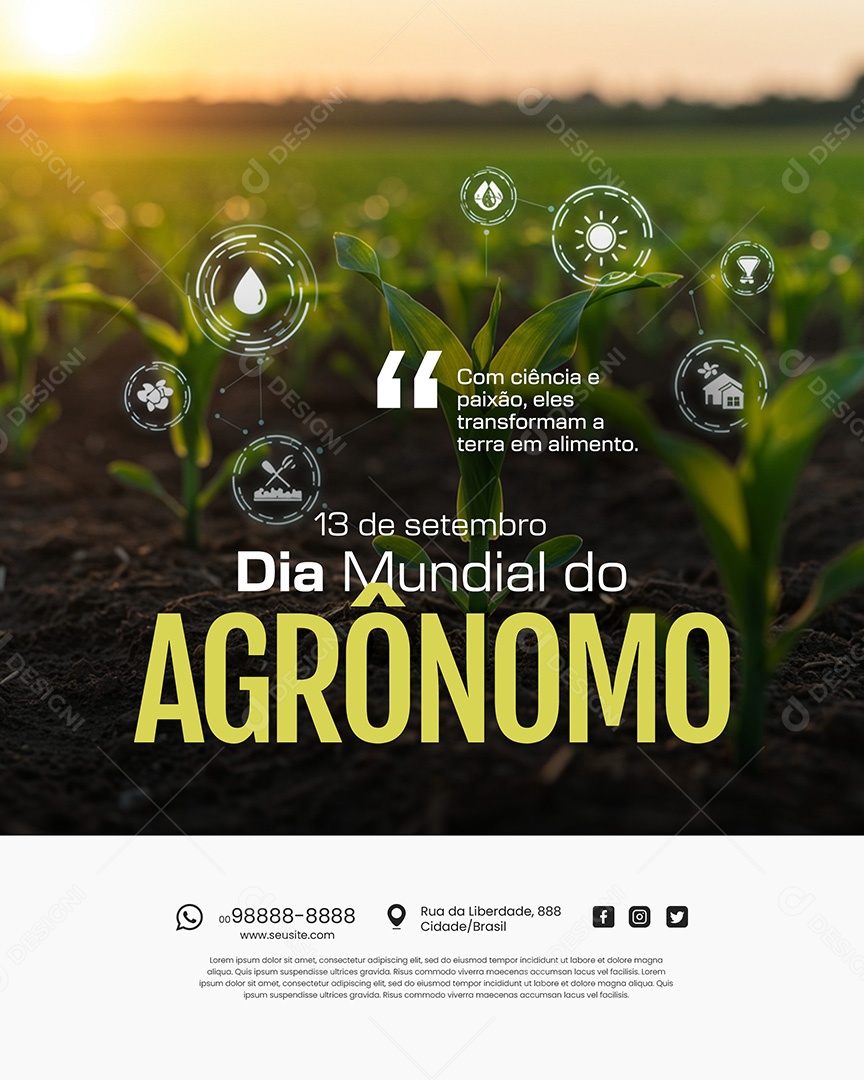 13 de Setembro Dia do Agrônomo Eles Transformam a Terra Social Media PSD Editável