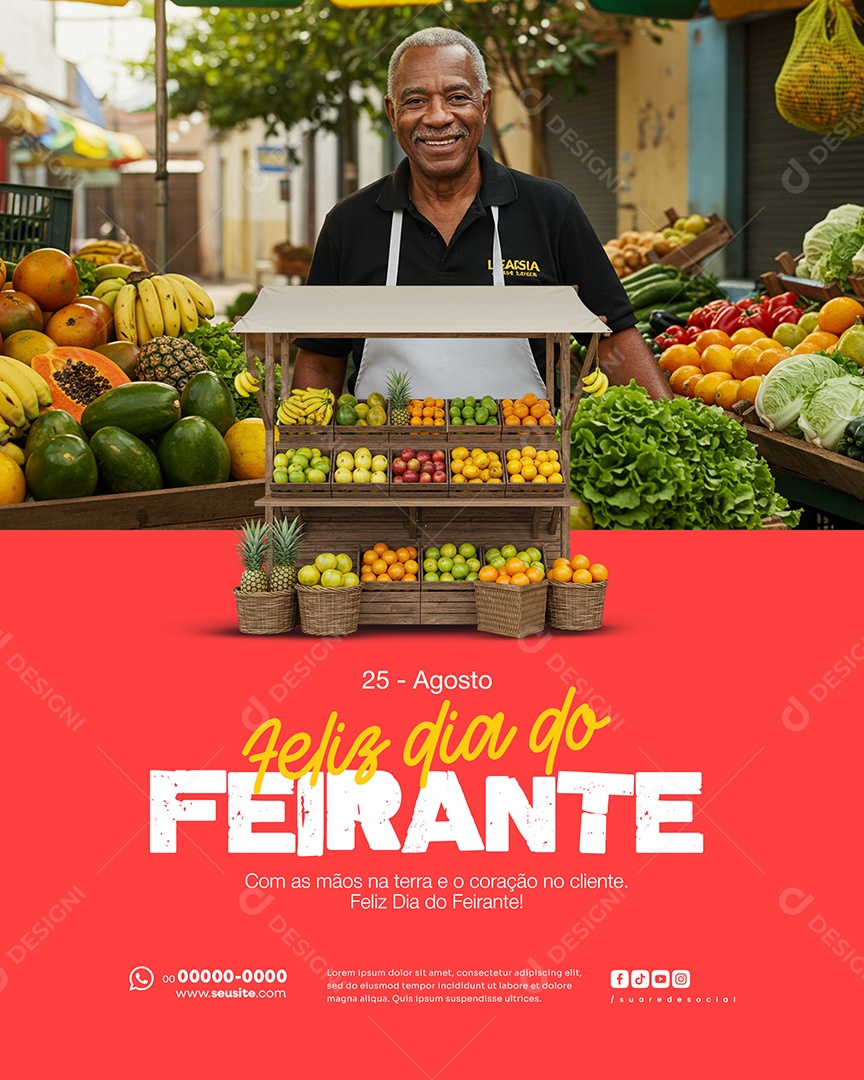 25 de Agosto Dia do Feirante com as Mãos Social Media PSD Editável