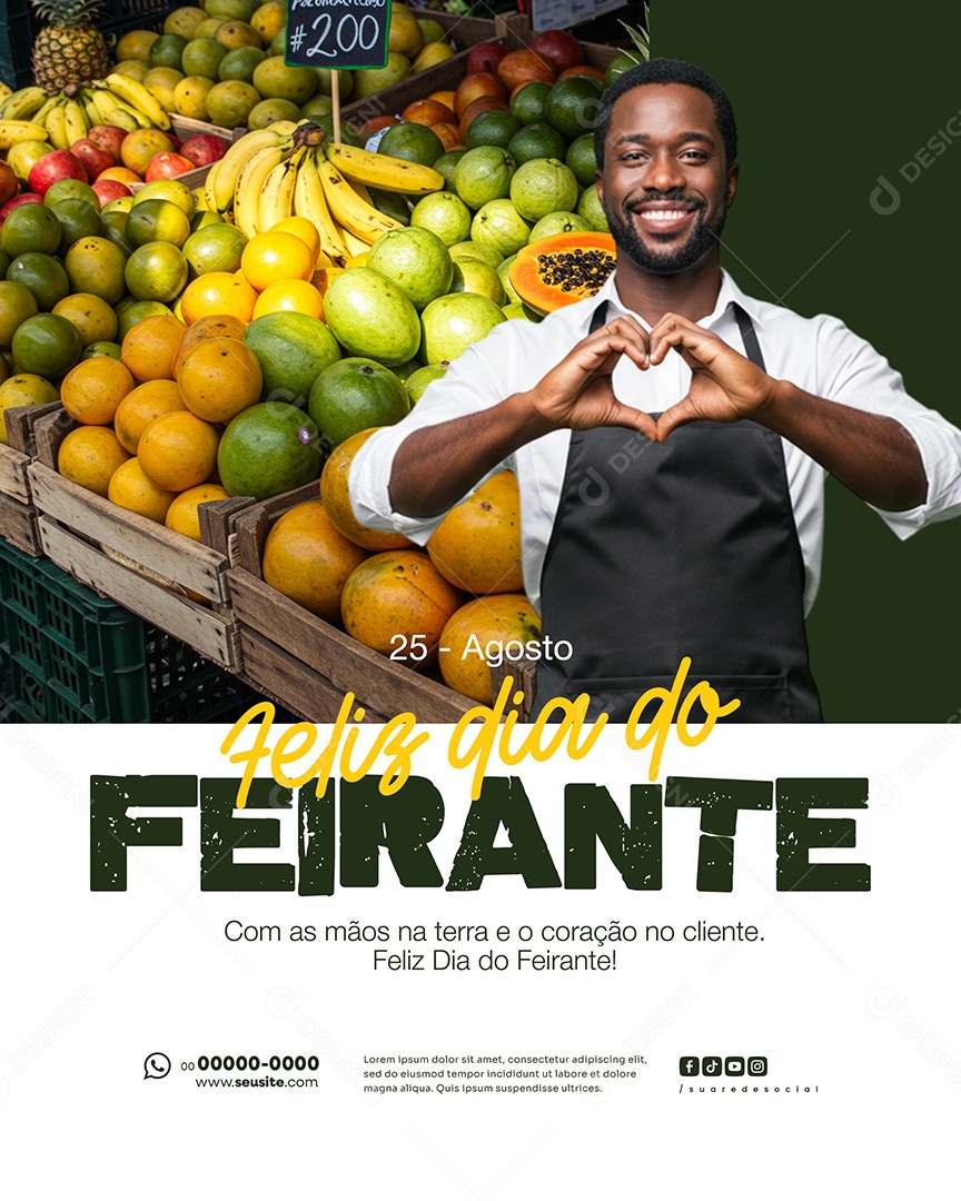 25 de Agosto Dia do Feirante Coração do Cliente Social Media PSD Editável