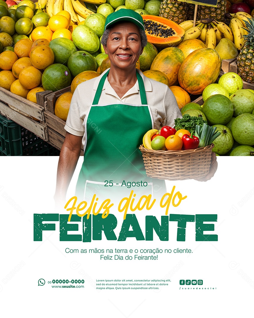 25 de Agosto Dia do Feirante Coração Social Media PSD Editável