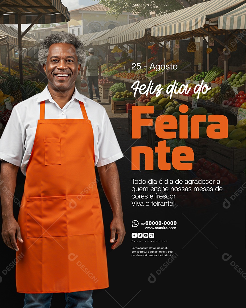 25 de Agosto Dia do Feirante Social Media PSD Editável