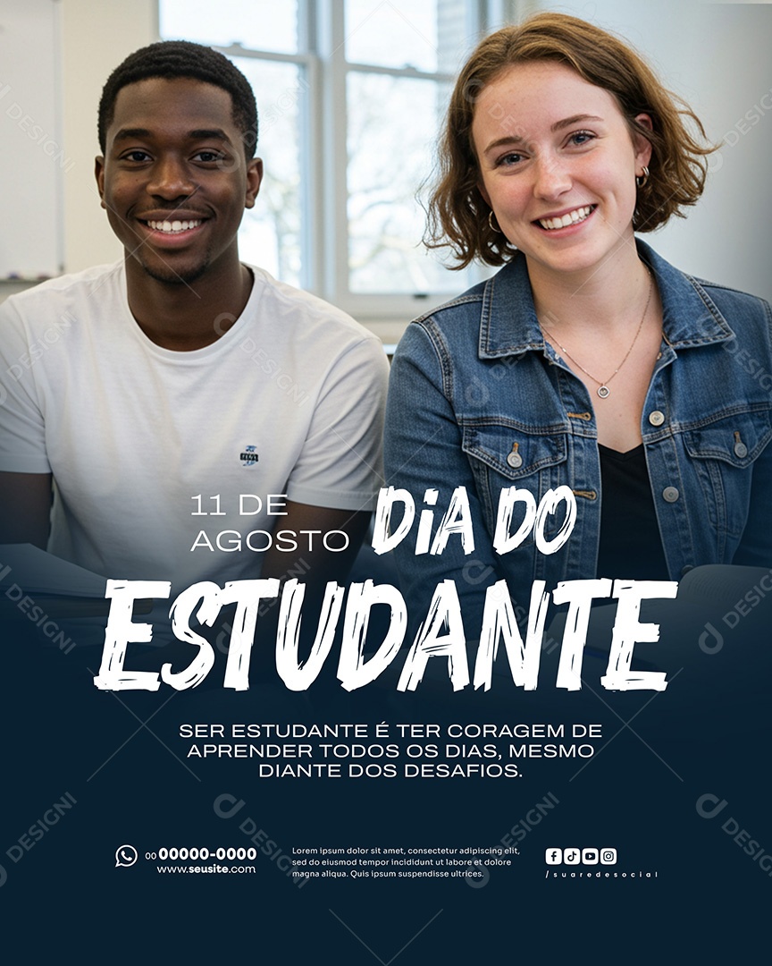 Dia do Estudante 11 de Agosto Aprender Todos os Dias Social Media PSD Editável